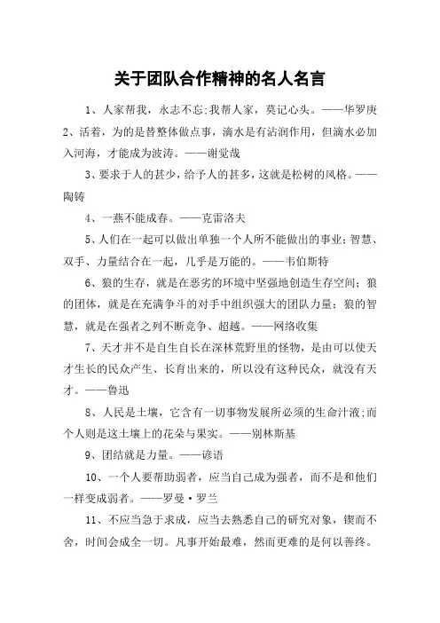 关于团队合作精神的名人名言