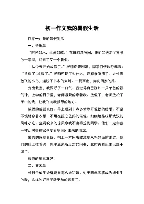 初一作文我的暑假生活