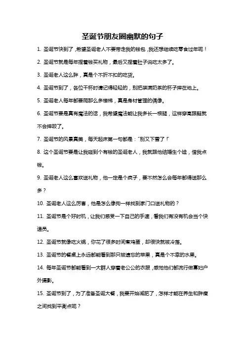 圣诞节朋友圈幽默的句子