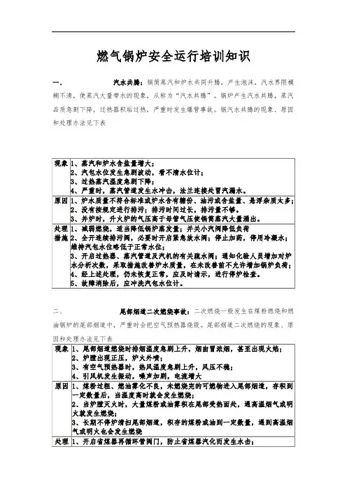 燃气锅炉安全运行培训知识