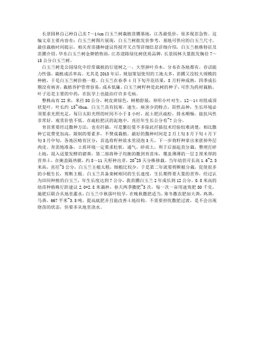 白玉兰的价格