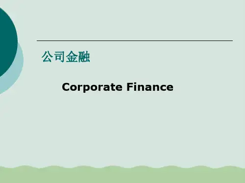 公司金融的基本理念与工具PPT(共72页)