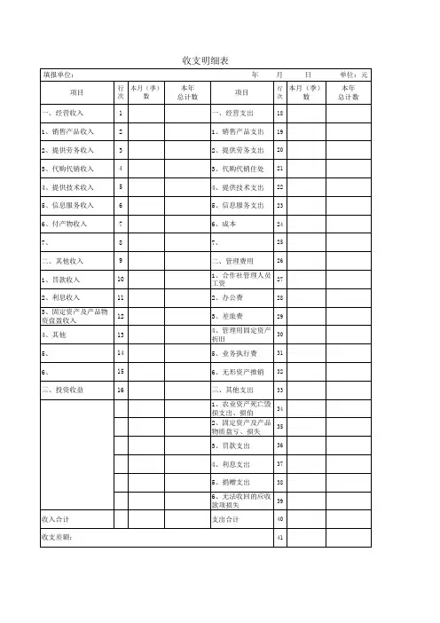 收支明细表