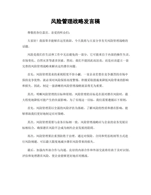 风险管理战略发言稿
