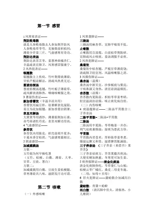 中医内科方剂歌诀详解