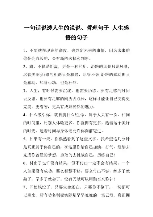 一句话说透人生的说说、哲理句子_人生感悟的句子