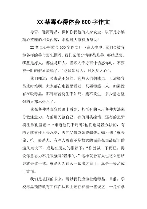 禁毒心得体会600字作文