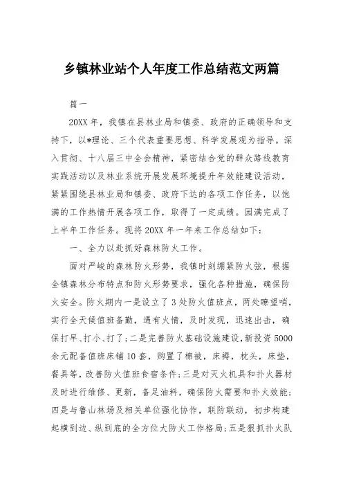 乡镇林业站个人年度工作总结范文两篇