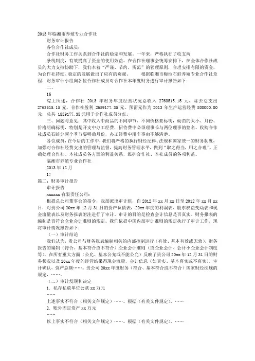 财务审计报告使用