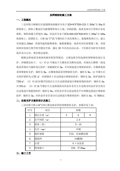 挂网喷浆施工方案 2