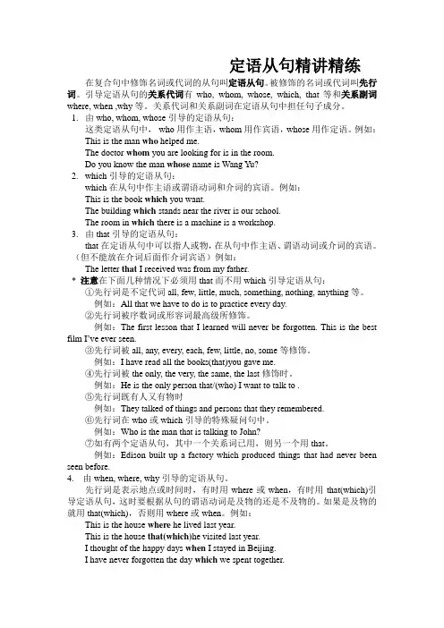定语从句精讲精练