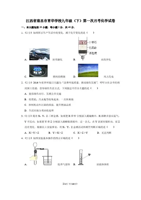 江西省南昌市育华学校九年级(下)第一次月考化学试卷