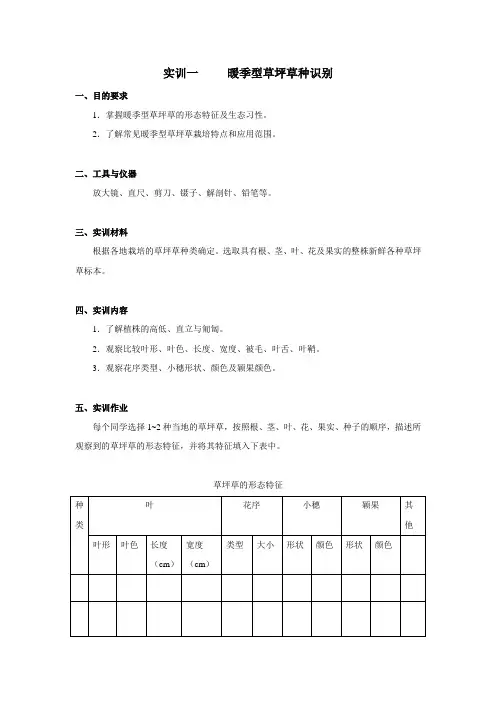 草坪学实训教案