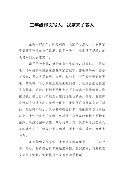 三年级作文写人：我家来了客人