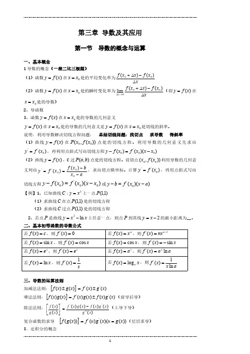 第三章 导数及其应用--最新人教版高考数学考点题型大全 