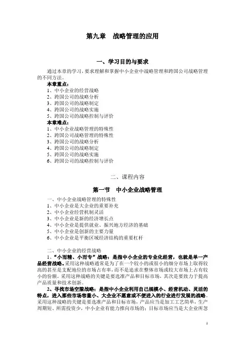 《战略管理教程》第九章