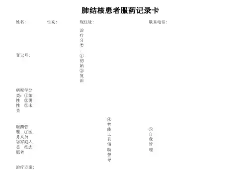 肺结核患者服药记录卡