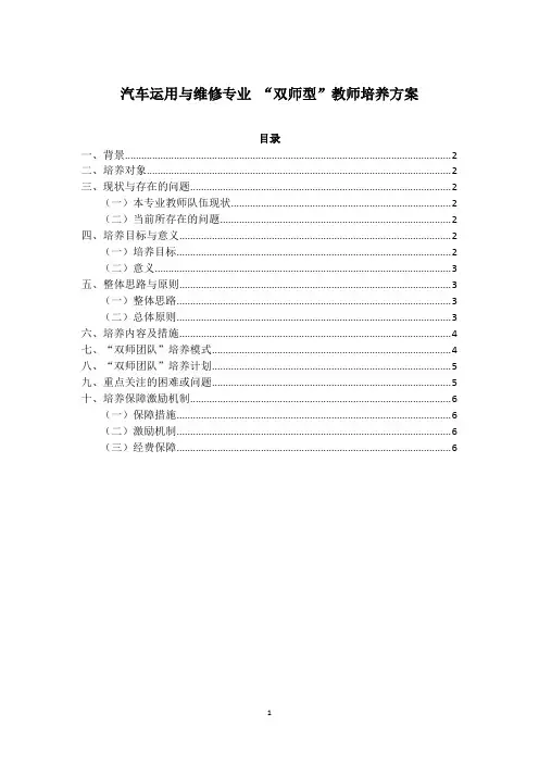 “双师型”教师培养方案
