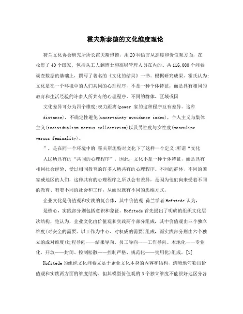 霍夫斯泰德的文化维度理论