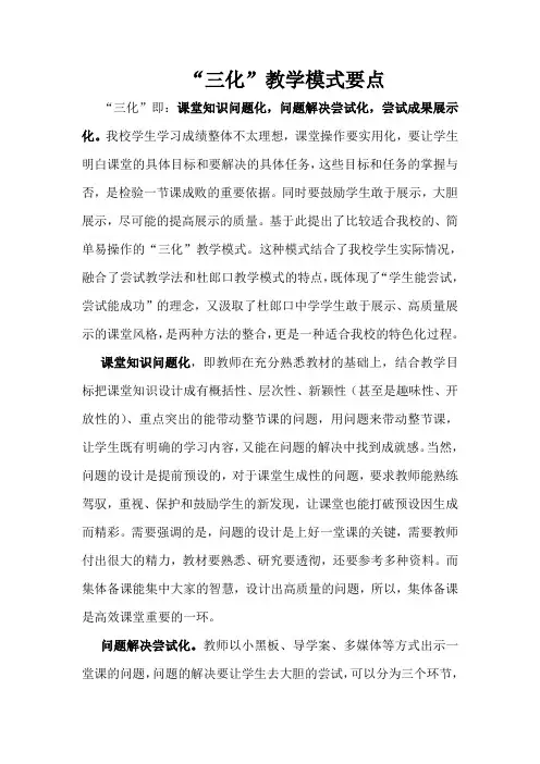 “三化”教学模式要点
