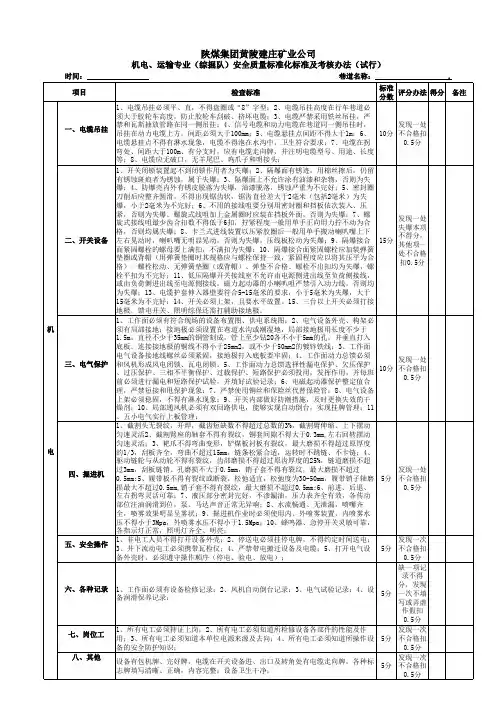 综掘工作面质量标准化考核办法