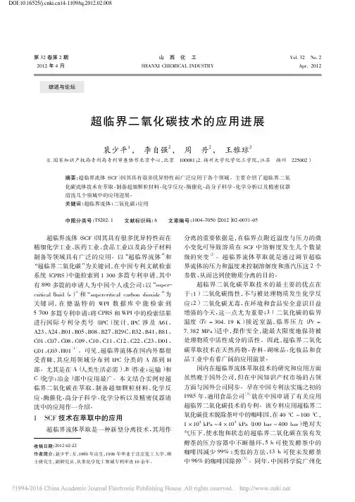超临界二氧化碳技术的应用进展_裴少平