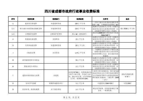 政府行政事业收费标准(成都)