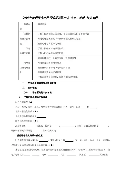 2016年江苏省启东中学高二地理学业水平考试复习学案一