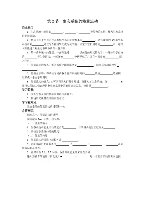 《生态系统的能量流动》学案