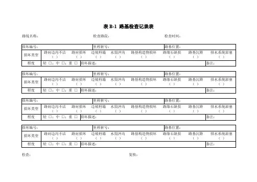 表B 路基检查表SCI