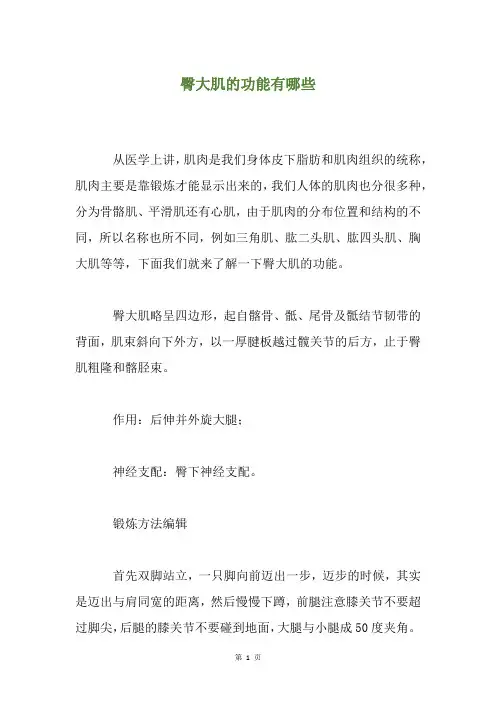 臀大肌的功能有哪些