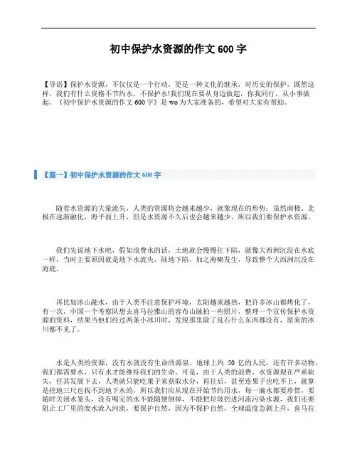 初中保护水资源的作文600字