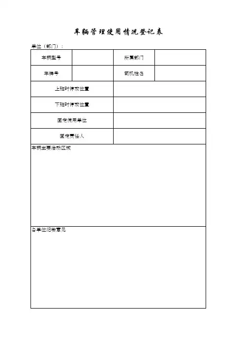 车辆管理使用情况登记表