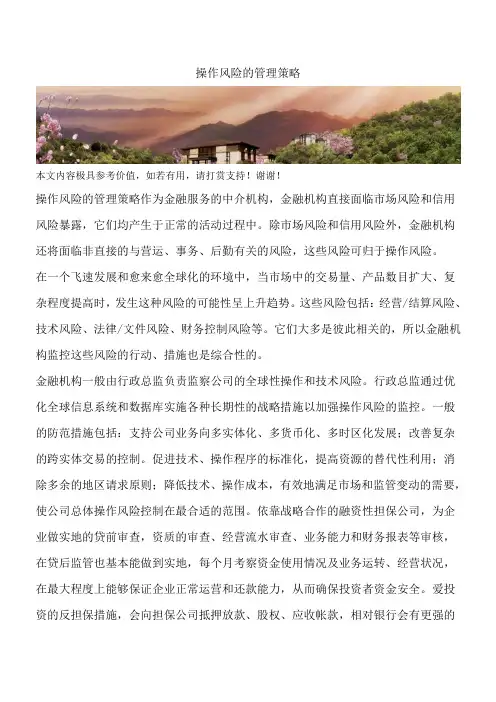 操作风险的管理策略