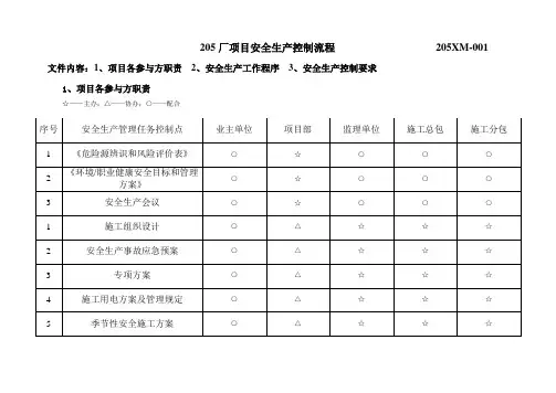 安全生产管理控制流程