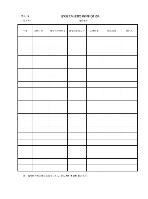 8.5.9建筑施工现场漏电保护器试跳记录