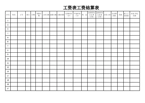 员工工资表 工资表格式