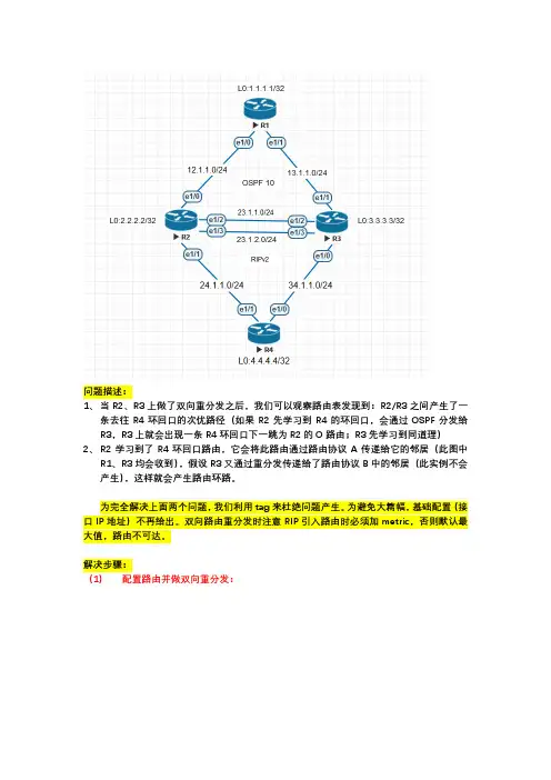利用tag防止路由环路和次优路径