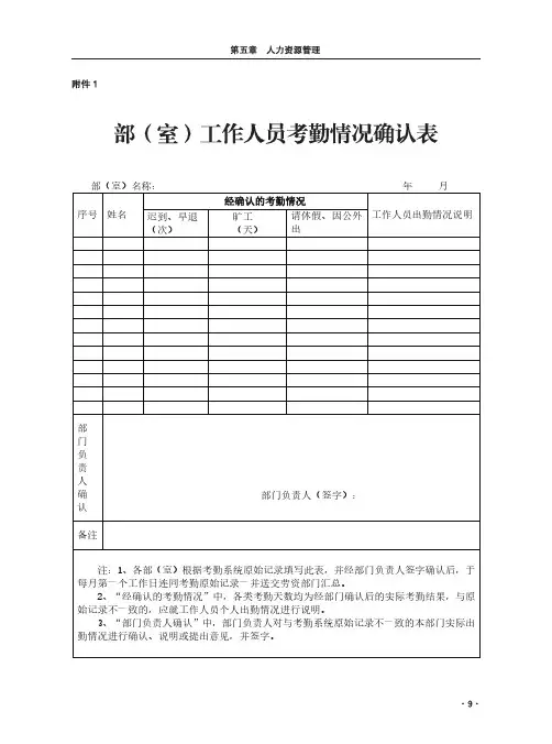 考勤确认表