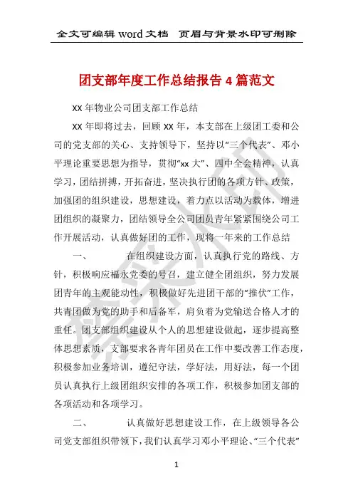 团支部年度工作总结报告4篇范文 
