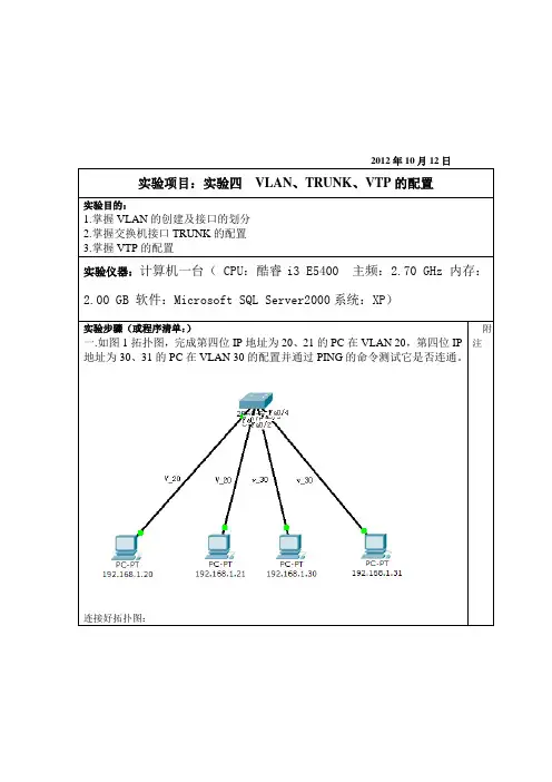 VLAN、TRUNK、VTP的配置