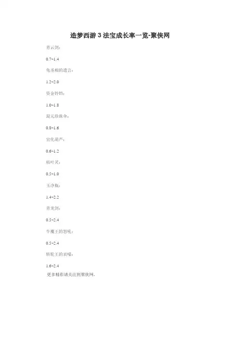 造梦西游3法宝成长率一览-聚侠网