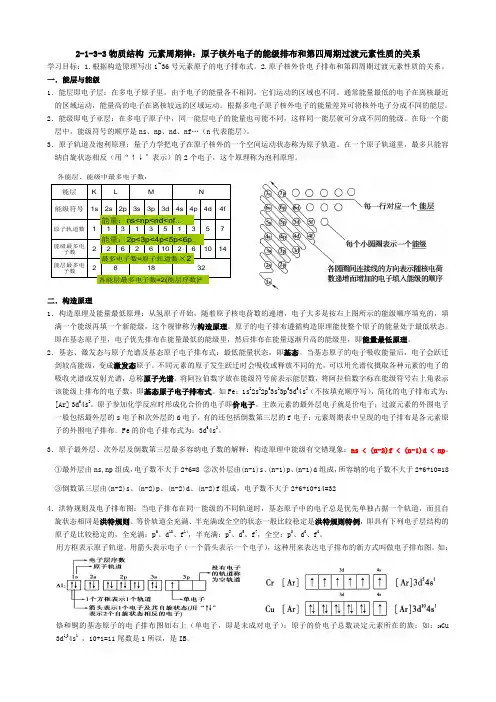 2-1-3-3物质结构 元素周期律：原子核外电子的能级排布和第四周期过渡元素性质的关系