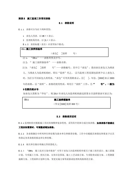 2014版水利工程(施工)规范全套表格
