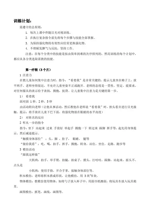 孤独症训练计划