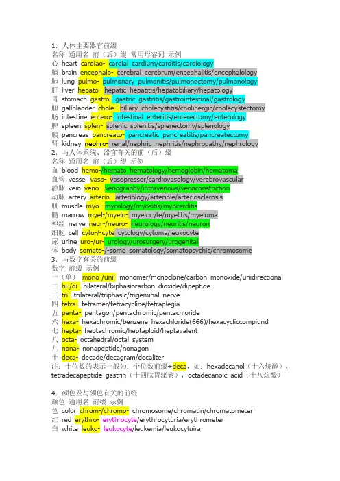 医学英语 词根词缀