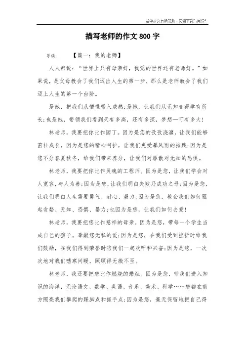 描写老师的作文800字