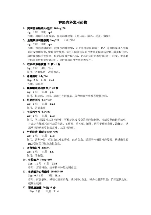 神经内科常用药物 2