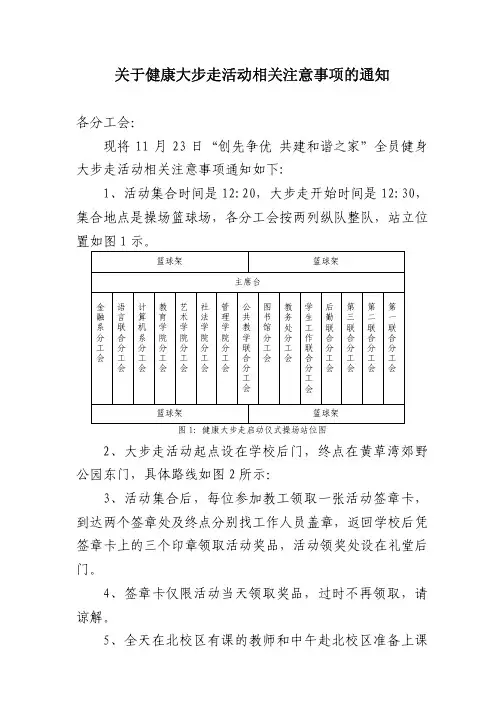 关于健康大步走活动相关注意事项的通知