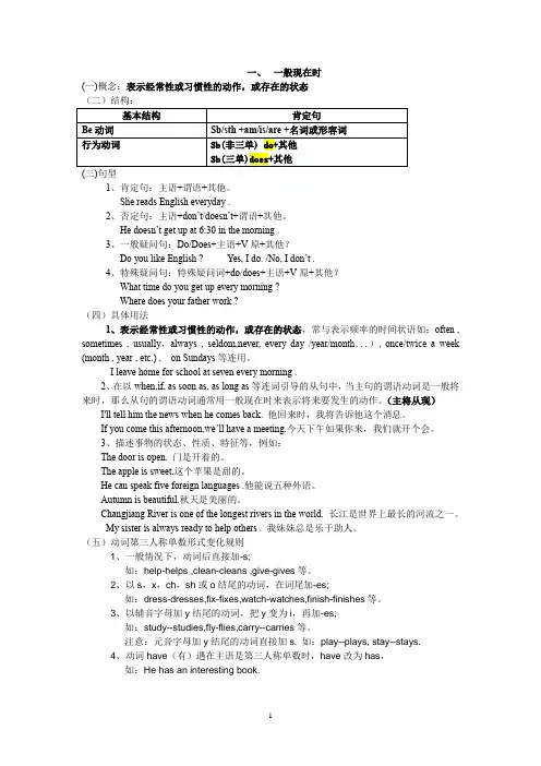 一般现在时和一般过去时精讲+练习题